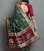 green Heavy Soft Satin Silk Embroidery Diamond Work Heavy Jacquard Lace saree