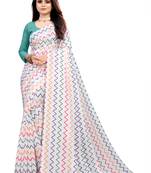 Multicolor Printed Satin Saree With Blouse