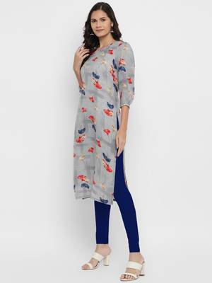 GC grey Floral Printed Straight Kurta 2