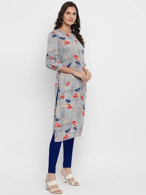 GC grey Floral Printed Straight Kurta 3