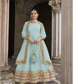 Georgette Anarkali Salwar Suit With Embroidery Sequence Work Semi Stitched Party Wear Suit