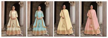 Beige Georgette Anarkali Salwar Suit With Embroidery sequin Work Party Wear Suit 3