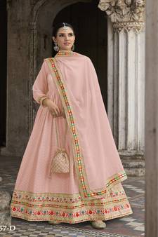 Light peace Georgette Anarkali Salwar Suit With Embroidery Sequence Work Semi Stitched Party Wear Suit