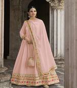 Light peace Georgette Anarkali Salwar Suit With Embroidery Sequence Work Semi Stitched Party Wear Suit