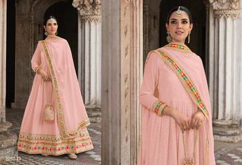 Light peace Georgette Anarkali Salwar Suit With Embroidery Sequence Work Semi Stitched Party Wear Suit 2