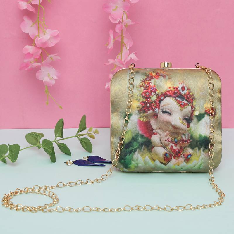 Worthy Enterprises Lord Ganesha Printed Clutch for Womens & Girls