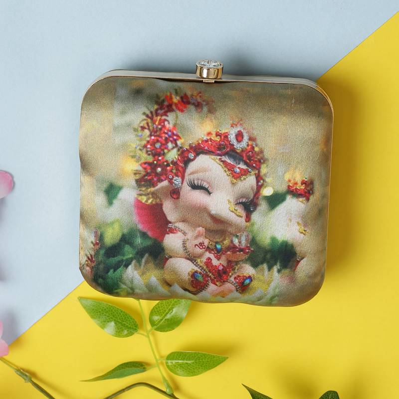 Worthy Enterprises Lord Ganesha Printed Clutch for Womens & Girls