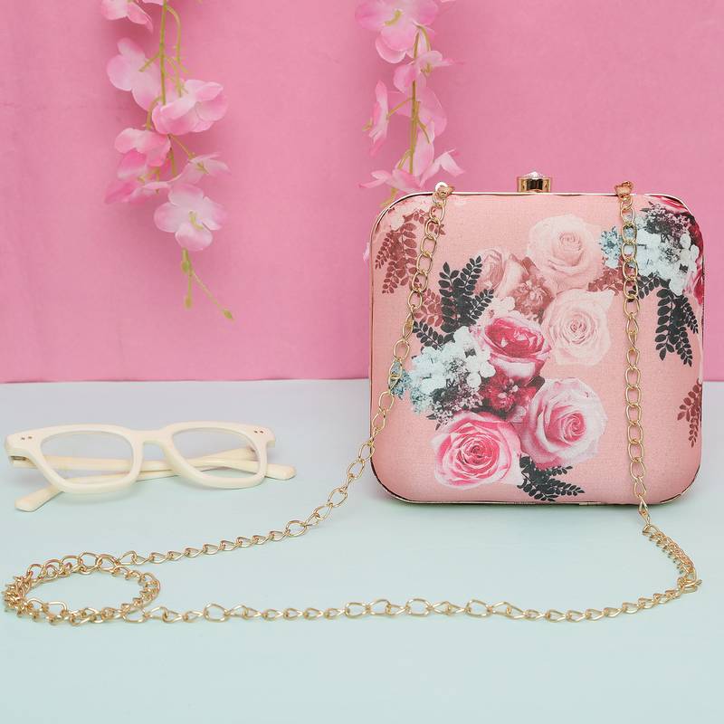 Worthyy Enterprises Print Clutch with Detachable Sling Bag (Multicolour)