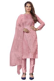 Pink embroidered organza salwar