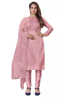 Pink embroidered organza salwar