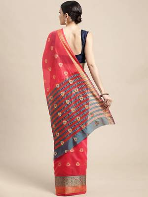 pink cotton silk saree with zari woven butta work 3