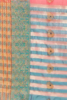 pink cotton silk saree with zari woven butta work