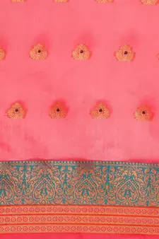 pink cotton silk saree with zari woven butta work