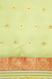 Green Woven Cotton Silk Saree With Blouse