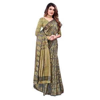 Purple woven organza saree with blouse 1