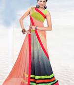 Brown embroidered Bemberg  lehenga-choli