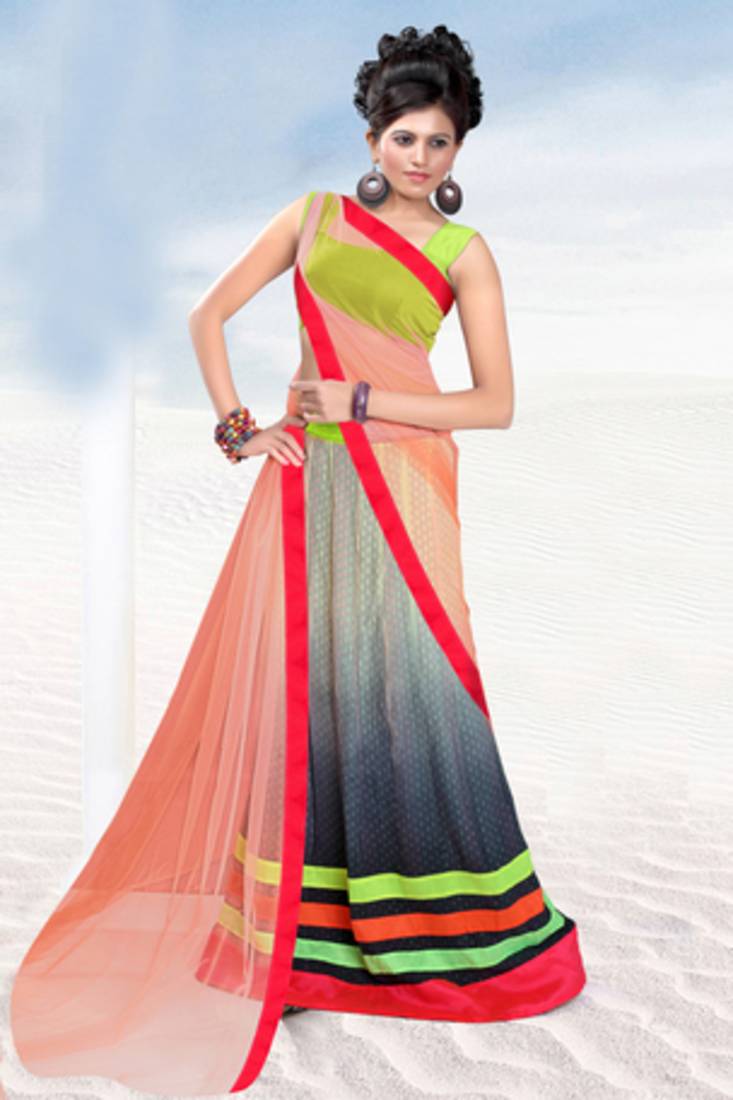 Brown embroidered Bemberg  lehenga-choli