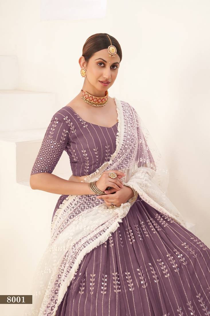 WEDDING SEASON SPECIAL TWILIGHT LAVENDER COLOR LEHNAGA CHOLI SET   