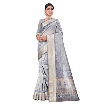 Purple woven art silk saree with blouse 1
