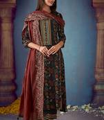 Classic black pure muga silk printed salwar suit