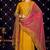 Yellow pure russian silk embroidered diwali wear salwar suit