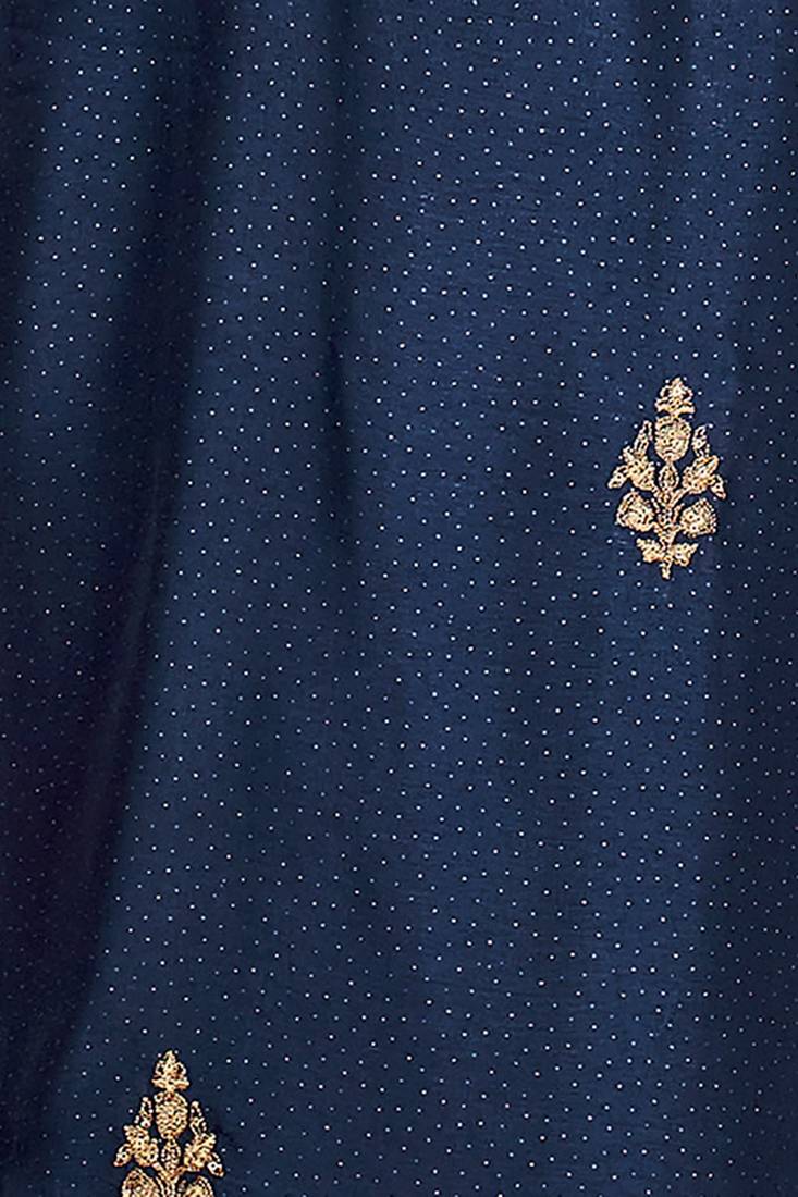Blue pure russian silk embroidered diwali wear salwar suit