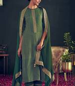 Champ pure russian silk green printed salwar suit