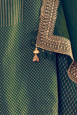 Champ pure russian silk green printed salwar suit 3