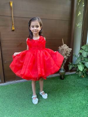 Girls Red organza/tissue Frocks & Dresses for christmas 1