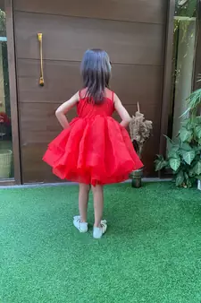 Girls Red organza/tissue Frocks & Dresses for christmas
