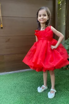 Girls Red organza/tissue Frocks & Dresses for christmas