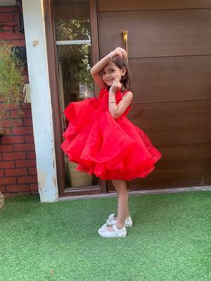 Girls Red organza/tissue Frocks & Dresses for christmas 5