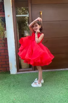 Girls Red organza/tissue Frocks & Dresses for christmas