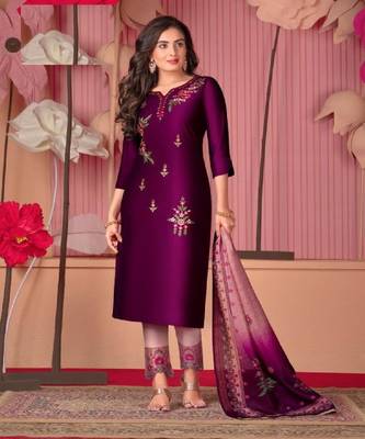 Dark Purpleembroidery stitched churidar suits churidar salwar suits 1