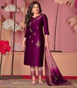 Dark Purpleembroidery stitched churidar suits churidar salwar suits
