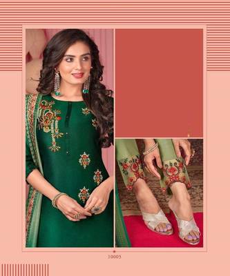 Green embroidery stitched churidar suits churidar salwar suits 2