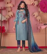 Light Blue embroidery stitched churidar suits churidar salwar suits