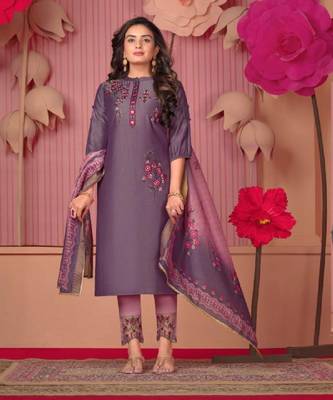 Light Purple embroidery stitched churidar suits churidar salwar suits 1