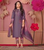 Light Purple embroidery stitched churidar suits churidar salwar suits
