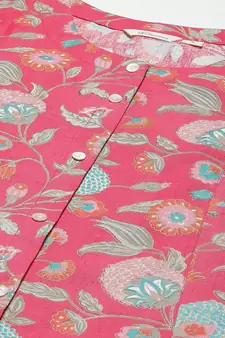 Divena Pink Floral Cotton Flex A-Line Kurta