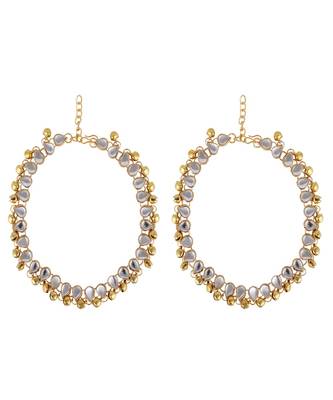 Ethnic Silver Plated Mirror and Ghungru Studded Statement for Girls and Women 1