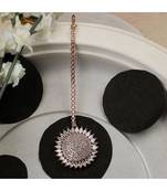 Rose Gold Plated American Diamond Sun shaped Studded Statement Maang-tikka