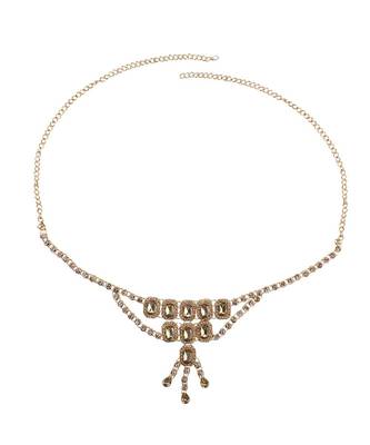 Traditional Gold Plated Floral Shaped Stone Studded Layers of hanging Chain Waist Band for Girls and Women 4