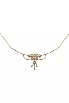 Traditional Gold Plated Floral Shaped Stone Studded Layers of hanging Chain Waist Band for Girls and Women