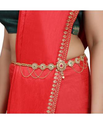 Traditional Gold plated Stone Studded with Layers of Pearl hanging Statement Waist Band for Girls and Women 2