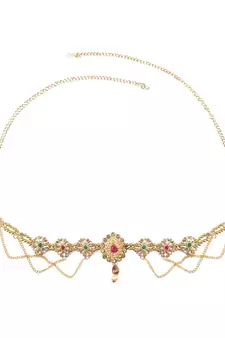 Traditional Gold plated Stone Studded with Layers of Pearl hanging Statement Waist Band for Girls and Women