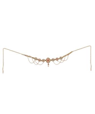 Traditional Gold plated Stone Studded with Layers of Pearl hanging Statement Waist Band for Girls and Women 5