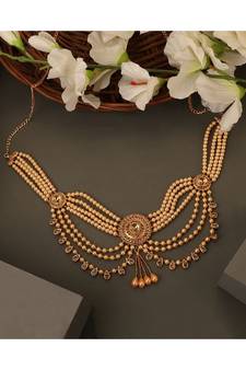 Traditional Gold Plated Multicolor Kundan and Stone Studded with Layered of Chains for Girls and Women