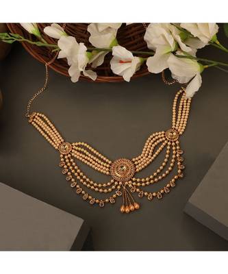 Traditional Gold Plated Multicolor Kundan and Stone Studded with Layered of Chains for Girls and Women 1