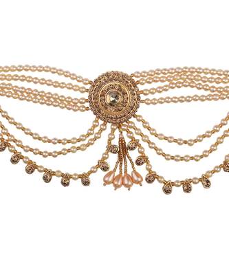 Traditional Gold Plated Multicolor Kundan and Stone Studded with Layered of Chains for Girls and Women 3